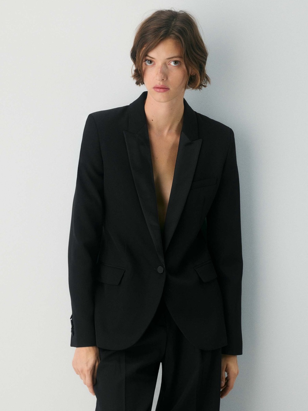 TEN Aritzia NWT Charisse Wool Blazer Suit Jacket Satin Lapel Single Breasted
